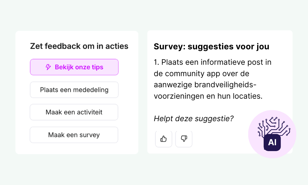 AI suggesties op een survey in Area of People